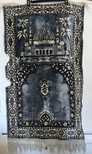 Vintage Turkish Islamic Cultural Prayer Rug Worn Through Knee Area