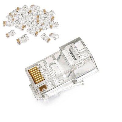 RJ45-Stecker, 50 Stück, Cat5e/Cat5, Ethernet, modulare RJ45-Stecker, vergolde...