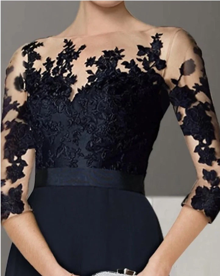 Mono Negro con Apliques de Tren de Gasa Desmontables Mangas 3/4 Talla 14 Foto 2 de 4