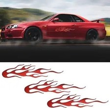 3-Piece Red Flame Reflective Decal Sticker for Car and Motorcycle Color: Red