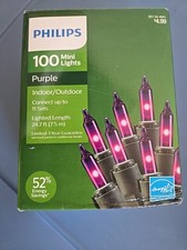 NEW Philips Purple Mini String Lights 100ct Green Wire Indoor Outdoor Holiday