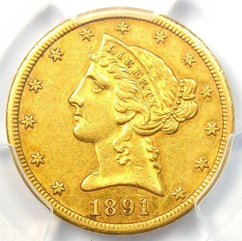 1891-CC Liberty Gold Half Eagle $5 Coin - Certified PCGS AU58 - $3,150 Value!
