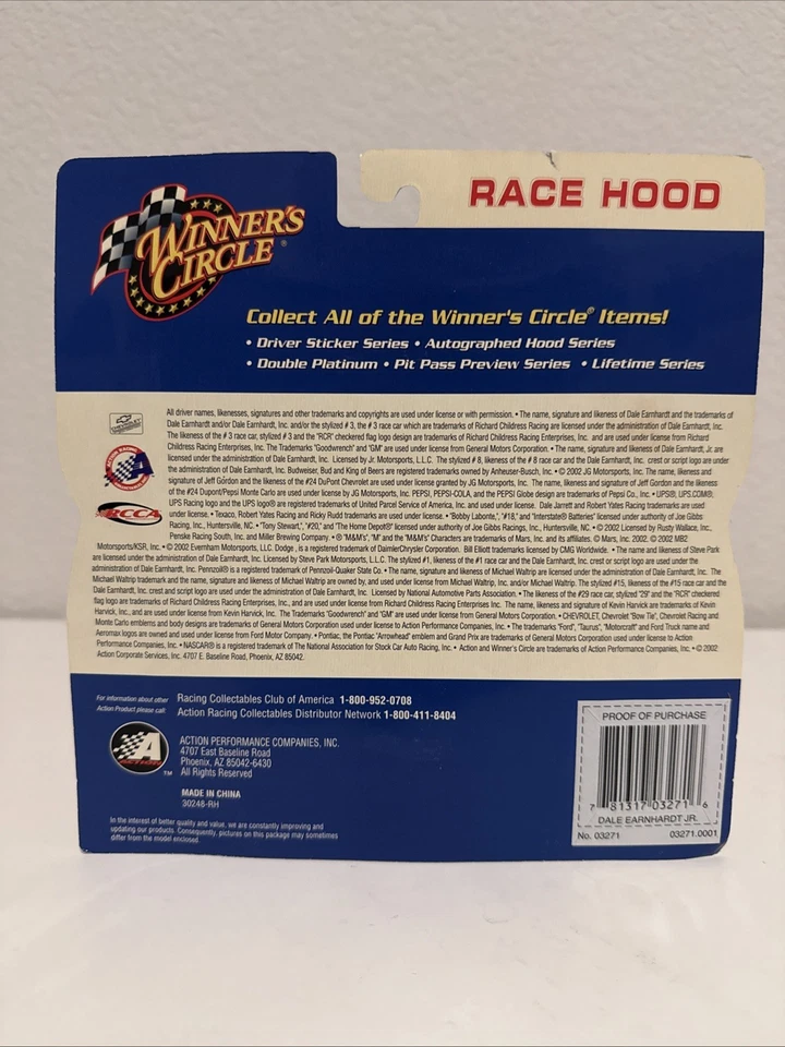 Dale Earnhardt Jr. Nilla Wafers 2002 1:43 ganador Circle Race Hood Series Foto 2 de 3