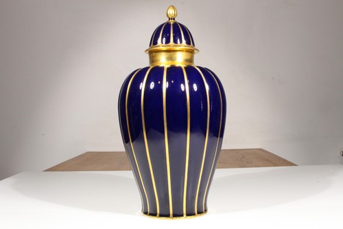 Thomas & Rosenthal Porzellan Deckel Vase 1098-7 Urne Kobaltblau Gold 46cm 1930s - Bild 2 von 14