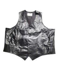 VINTAGE Pioneer Wear Vest Mens 50' Black Genuine Leather Lined Western USA