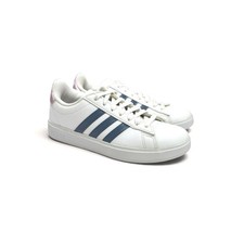Adidas Women's Grand Court 2.0 Tennis Shoes Blue Stripe Pink Heel Tab White 7.5