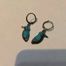 Fashion Women Vintage Blue Bird Earrings Natural Style Pendant Earrings Jewelry