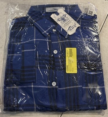 Men's Puruilong Blue Plaid Shirt XXL Brand New