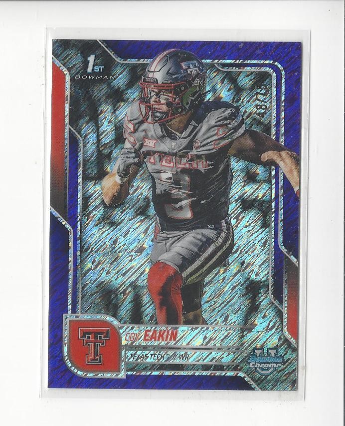 2025 Bowman Chrome Uni Purple Shimmer Refractor #28 Coy Eakin Texas Tech /75