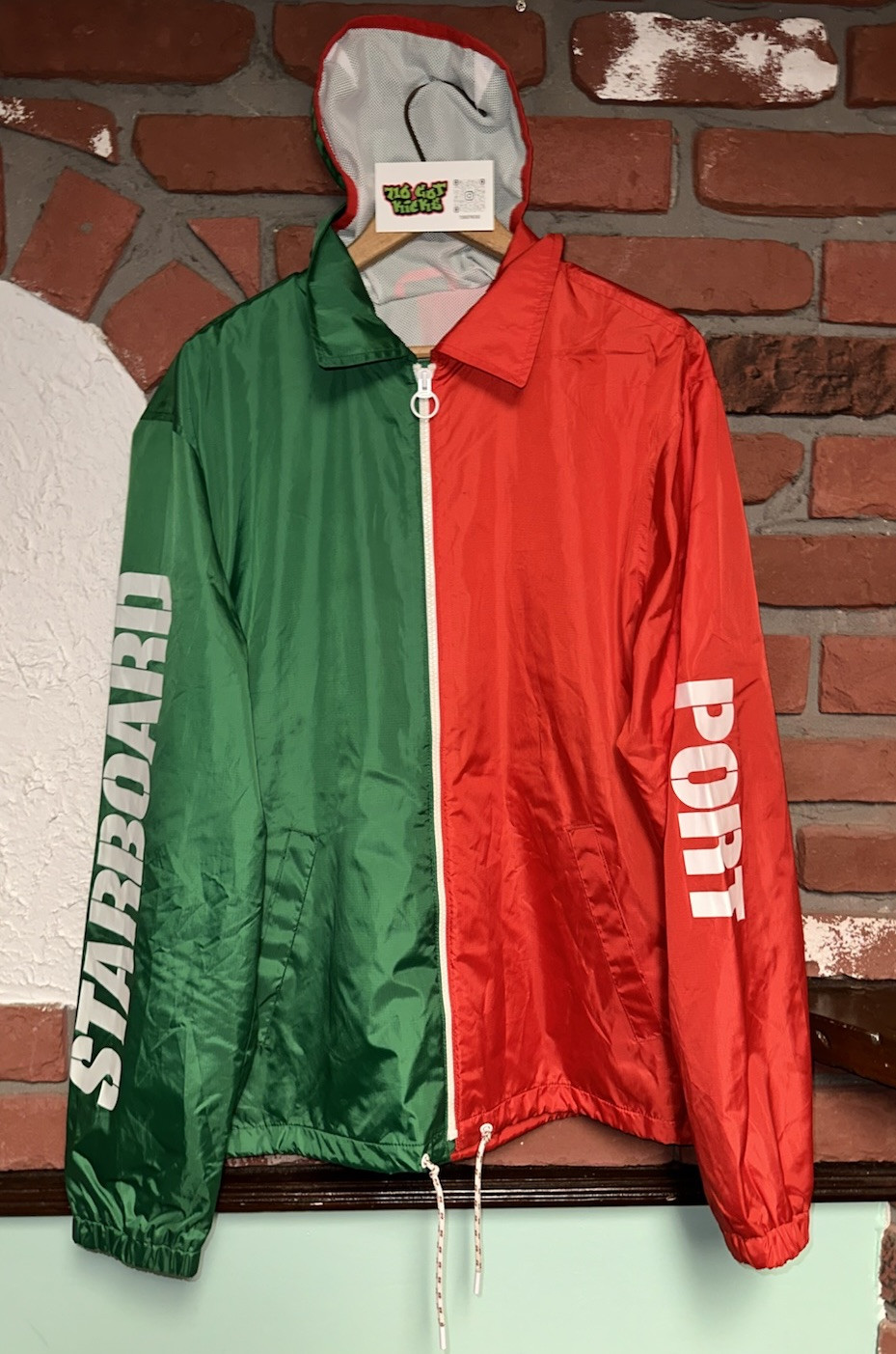 FILA Giacca a vento full zip Rowing Blazers Lands’ End colore verde rosso spacco