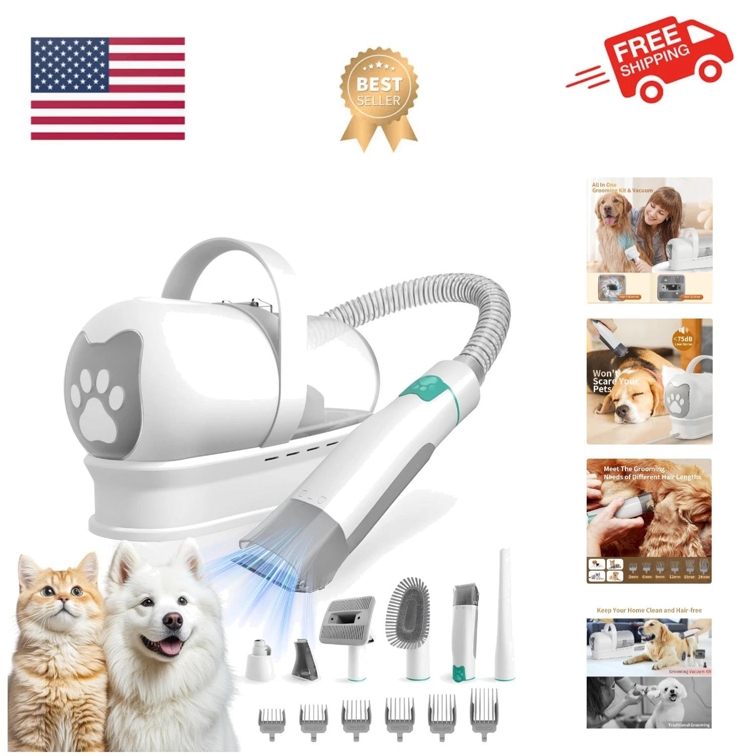 Dog Grooming Kit, Pet Grooming Vacuum with Pet Clipper Nail Grinder, Dog Hair...
Opens in a new wind