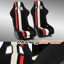 Universal Main Blackredwhite Side Pvc Leather Sport Reclinable Racing Seats