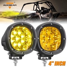 2x Auxbeam 4 Inch 90w Round Led Pods Fog Spot Amber Driving Lights For Atv Utv