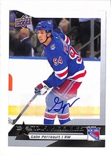 2025-26 Star Rookie Base Card Auto #8 Gabe Perreault NY Rangers (RC) (AU)