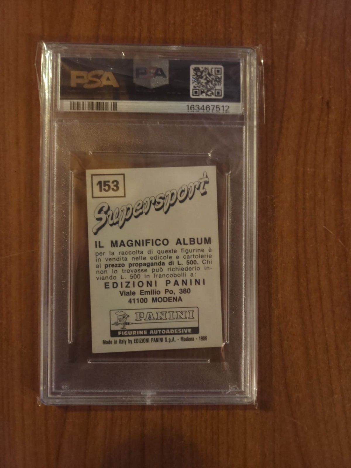 1986 Panini Sticker Mike Tyson #153 PSA 4 view 2