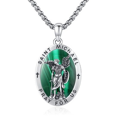 Saint Michael Halskette 925 Sterling Silber Erzengel Michael Anhänger Malachi...