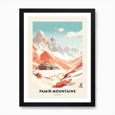 Vintage Winter Travel Poster Pamir  Framed Wall Art Poster Canvas Print Picture