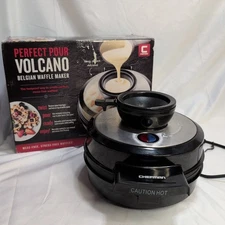Chefman RJ04-4RV  Perfect Pour Volcano Belgian Waffle Maker NO Mess NEW Open Box