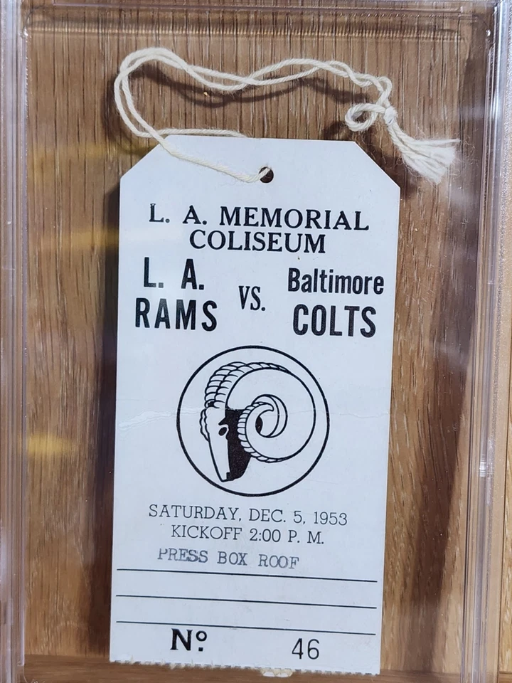 1953 Baltimore Colts NFL Press Box Pass Inaugural Season Dec 5 vs LA Rams PSA 3  - Image 2 of 4