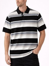 Old School Striped Pique Polo Shirt - BLACK VB-0005
