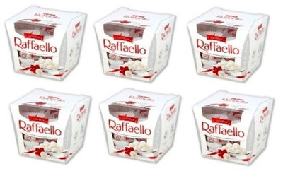 6 x Ferrero Raffaello White Chocolate Pralines Box 6 x 150g / 5.29oz
