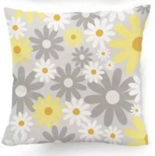 Image of Bumble Bee Daisy Flower Cushion Cover Script Honey Bee Zip Fastening 45cm x 45cm