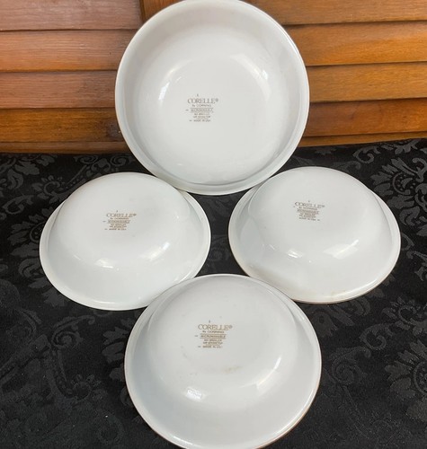Lot Of 4 Corelle By Corning Casa Flora Bowls 2 Sizes Yellow Blue Rim USA - Picture 7 of 11
