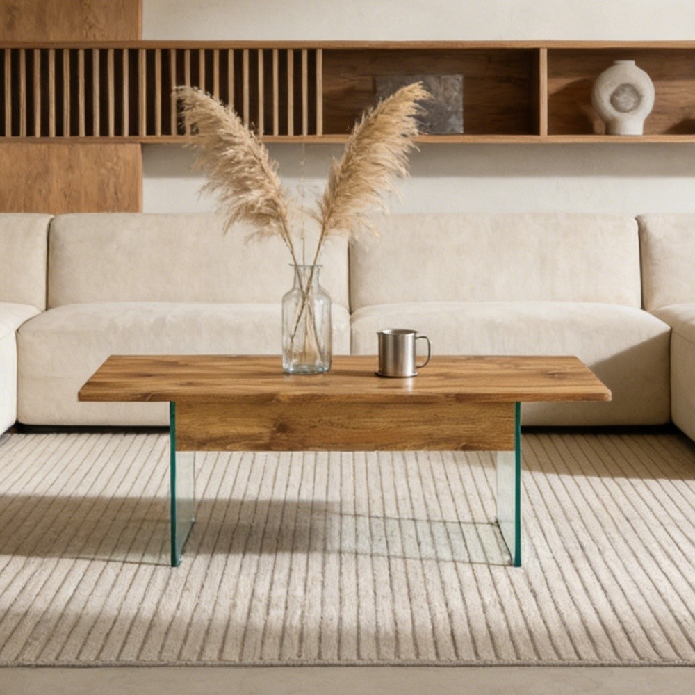 Coffee Table with Lift Glass Legs & Wood Grain Sticker, Living Room Lift-Top-image