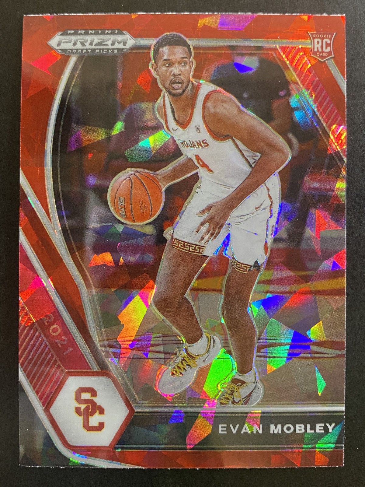 Evan Mobley 2021 Panini Prizm Draft Picks Red Cracked Ice USC Trojans #2