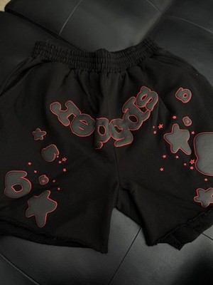 Sp5der OG Web V2 Phantom Sweatshort “Black Red” Brand New
