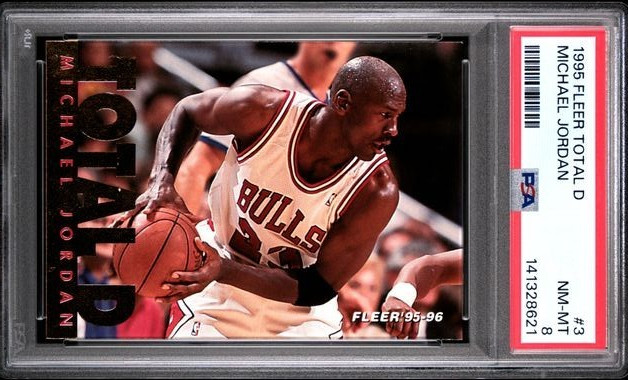 Michael Jordan 1995-96 Fleer Total D #3 Chicago Bulls PSA 8 NM MINT