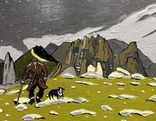 Welsh oil painting - ‘October snow, Glyder Fawr’ - after Kyffin Williams