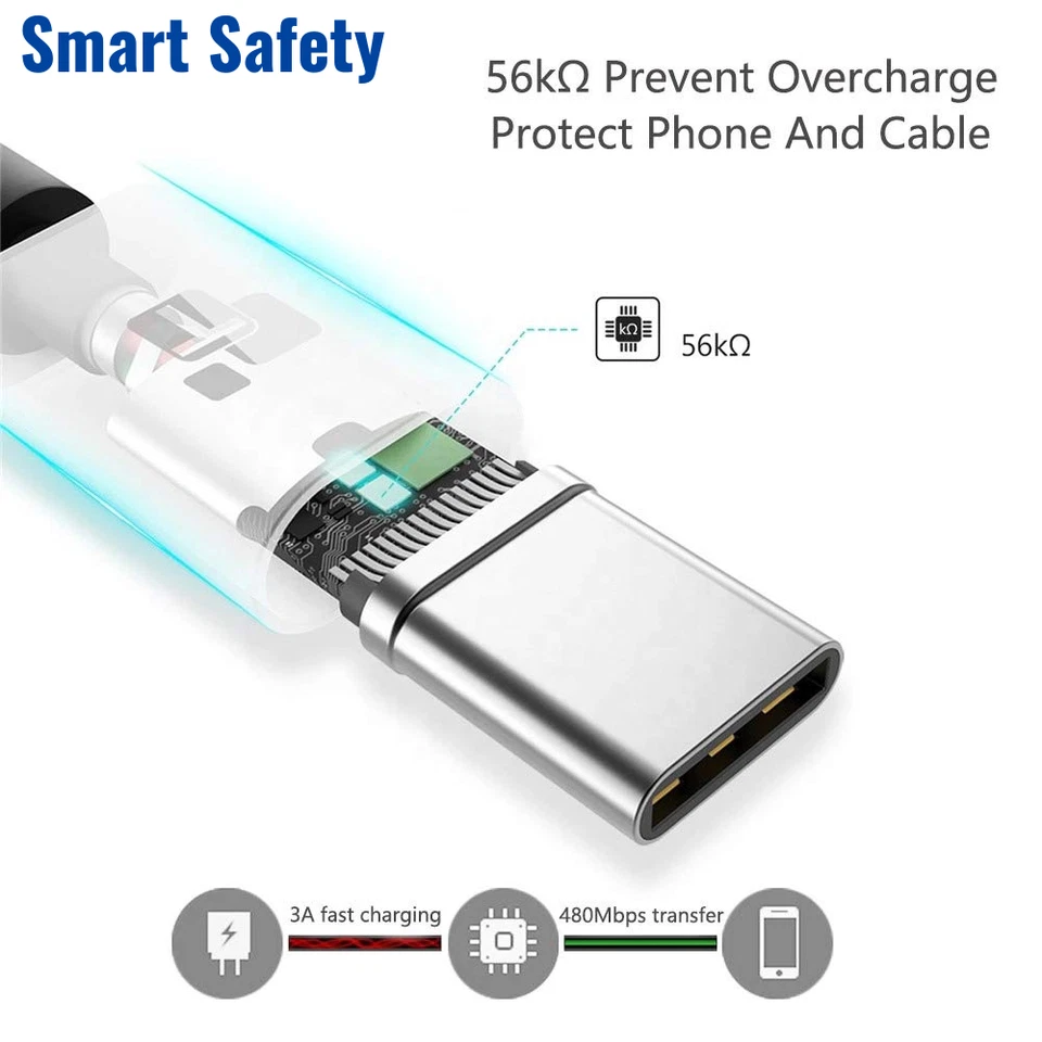 3 Pack USB-C Type C Cable Fast Charger Cord 4ft For Samsung Galaxy S8 9 10 20 21 - Image 3 of 4