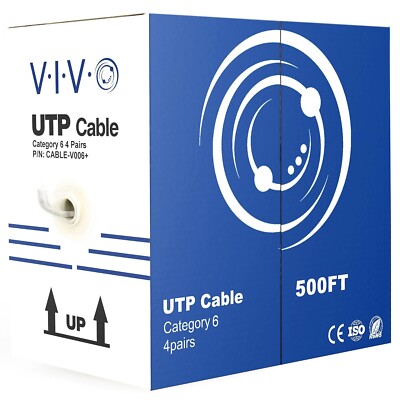 Vivo 152m/500ft UTP Box Bulk Cat6 CCA Ethernet 23AWG Kabel - Grau