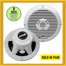 Audiopipe APSW-8032T 8  175W RMS Power 4 Ohms Coaxial Marine Speaker in White