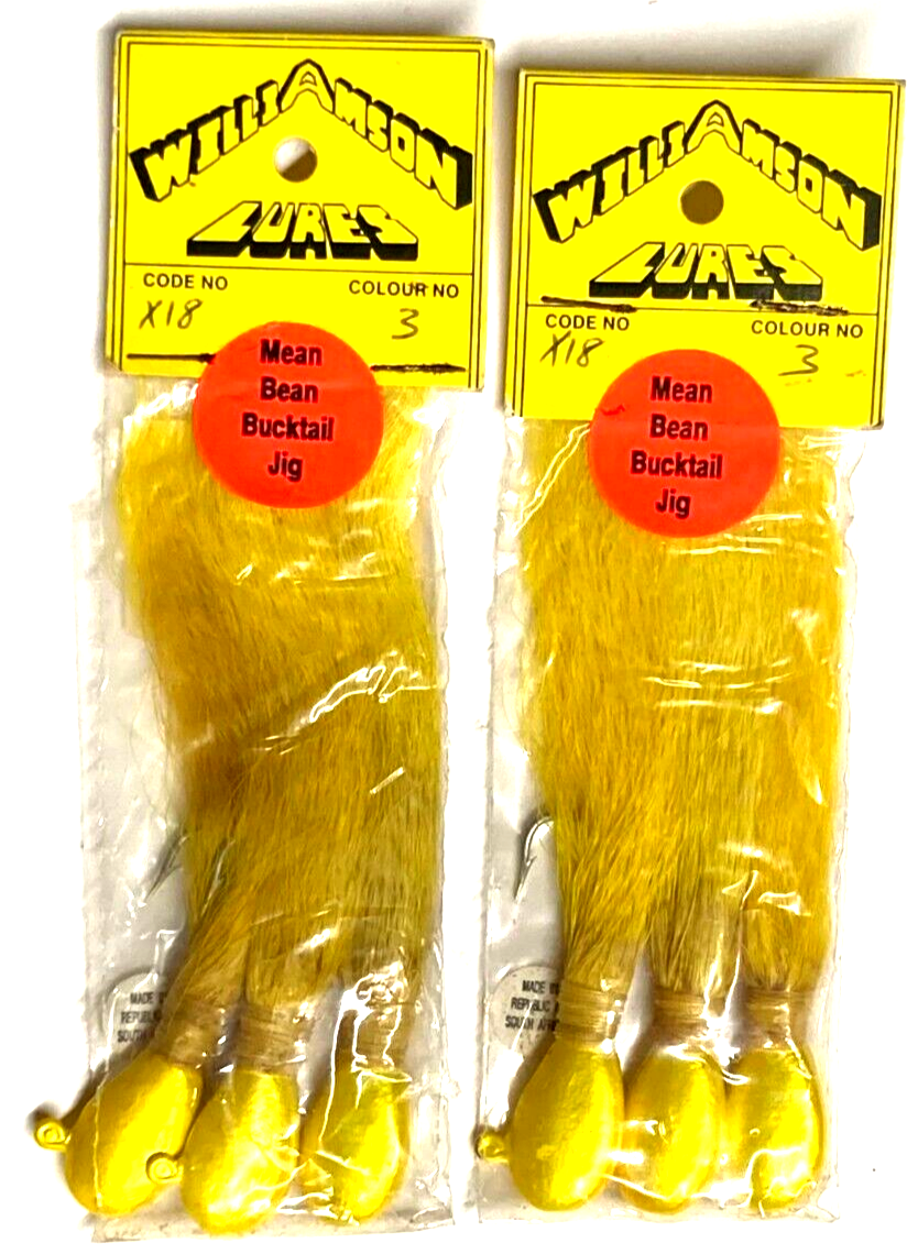 2 Packs Williamson Lures Mean Bucktail Jig Metallic Yellow 3