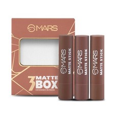 MARS Juego de 3 Lápices Labiales Mate Mujer Niña Larga Duración Acabado Suave 04Marrón 3.2g