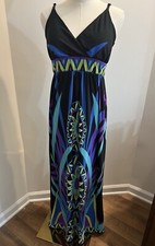 VTG Snap Women’s Large Mandala Geometric Ethnic Maxi Dress Bra Built in