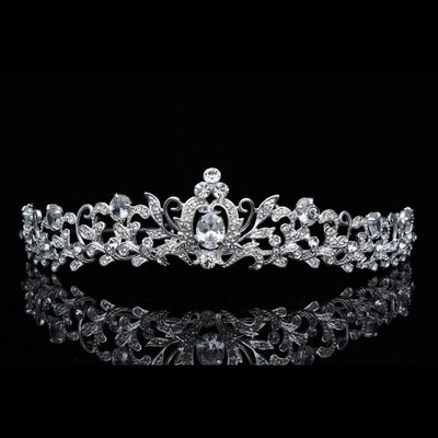 ✧tiara✧ Handmade Bridal Rhinestone CZ Crystal Prom Wedding Floral Tiara