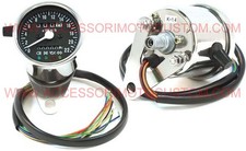 Tachimetro Moto Universale Cromato con Spie per Caferacer Scrambler Honda Yamaha