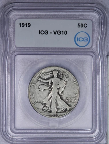 1919 Walking Liberty Half Dollar 50C ICG VG10