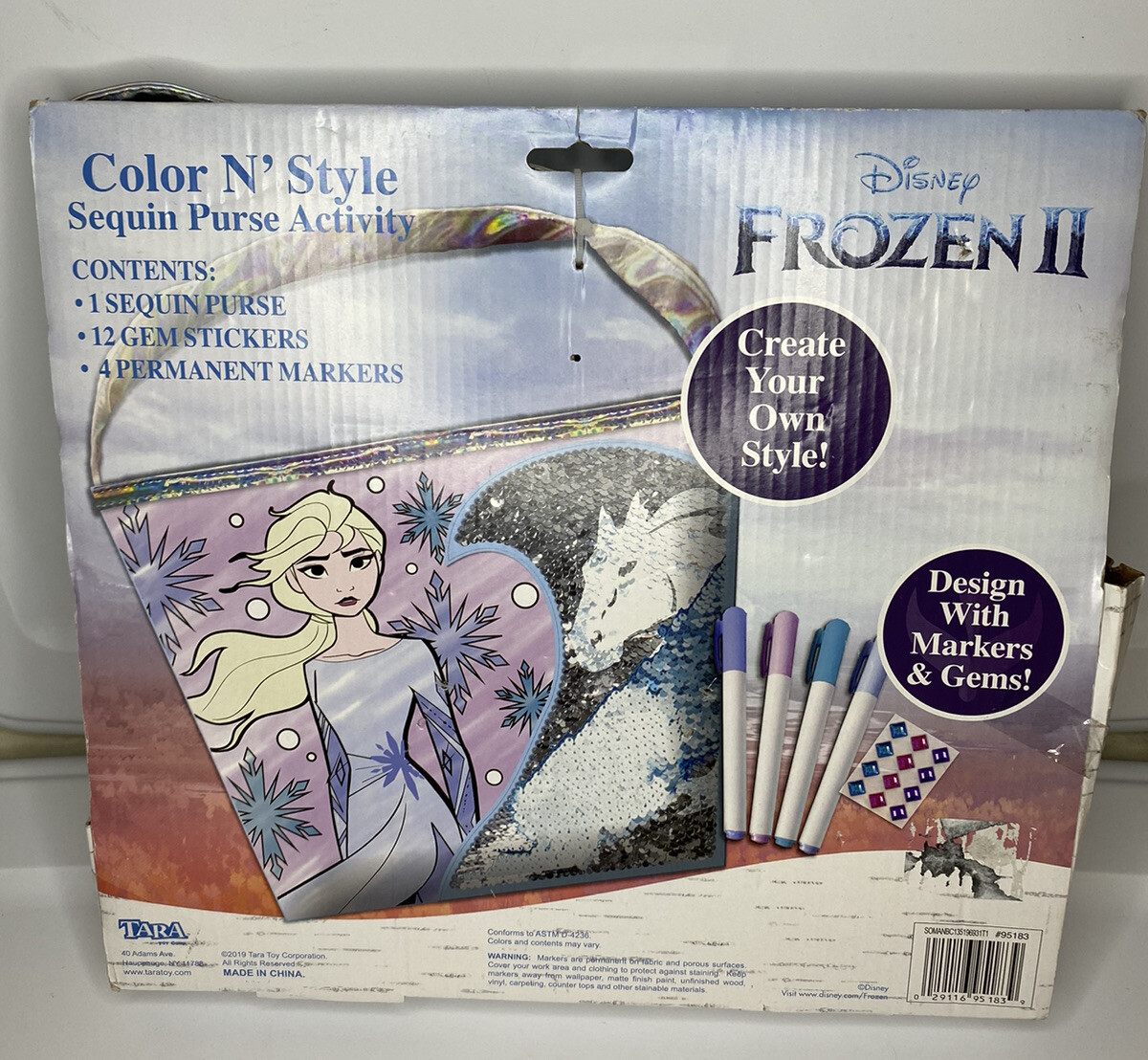 Frozen Color N' Style Purse – Tara Toy DIY Canvas Purse With Markers & Gem Stickers For Girls (Ages 3+)