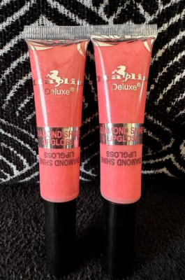 2pk ITALIA DELUXE DIAMOND SHINE # 08 PEACH JELLY LIP GLOSS PLUMPING LIPGLOSS LOT