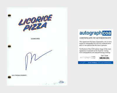Paul Thomas Anderson Signed Autographed Licorice Pizza Script ACOA