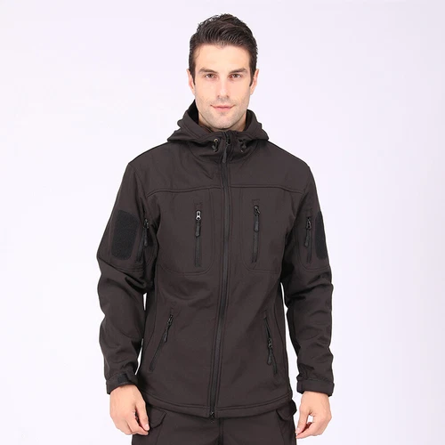 Giacca a vento tattica uomo soft shell giacca esercito jacket cappuccio tempo libero ~ - Foto 13 di 65