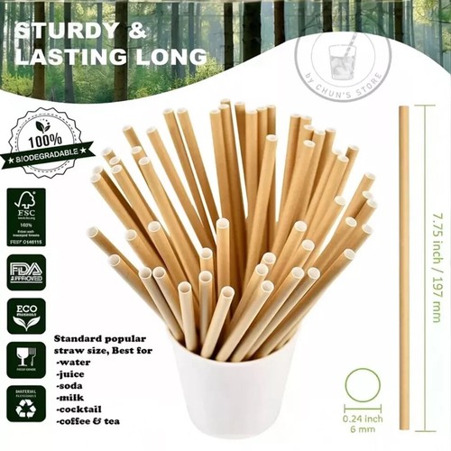 KRAFT Brown Paper Straws Biodegradable Drinking Paper Straws Wrapped 1000-PACK - Picture 4 of 4