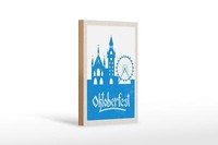 Holzschild Reise 12X18 Cm MüNchen Oktoberfest Riesenrad Blau Schild