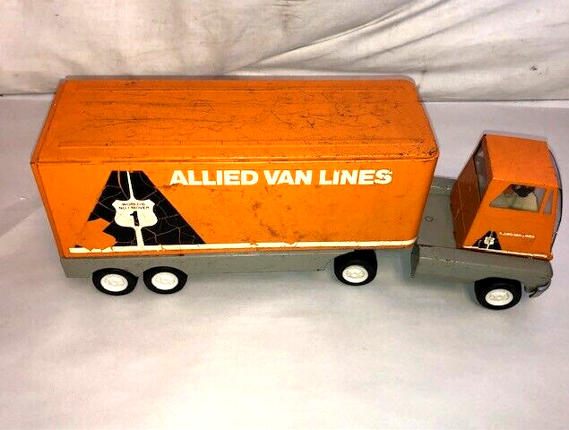 Vintage TONKA Allied Van Lines Pressed Steel Semi Truck & Trailer