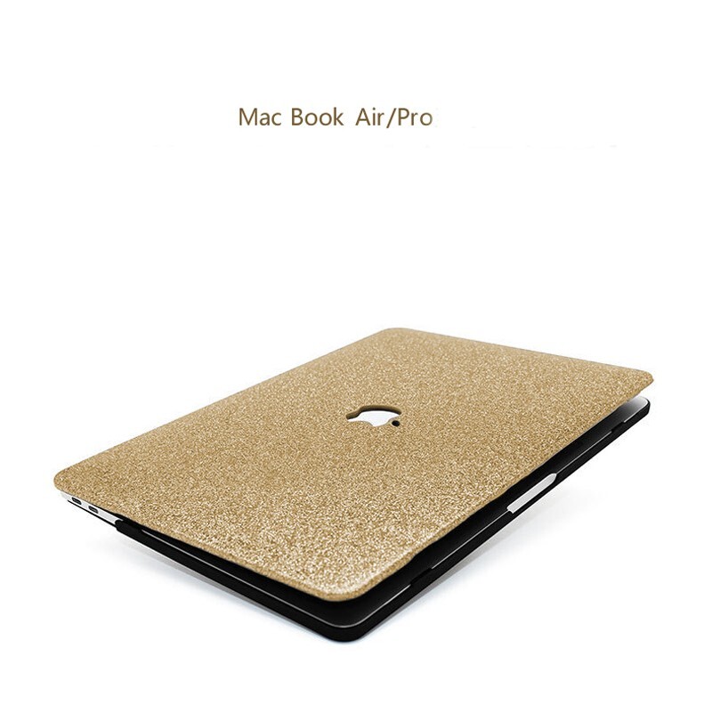 Gold Blink Shining PU Leather Case For Macbook M4 Air 13 15 11 Pro