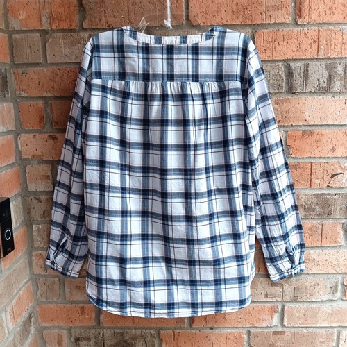 LOFT Outlet Womens Plaid Top Blouse Shirt Buttn Front Long Sleeves Cotton Size M - Picture 5 of 8
